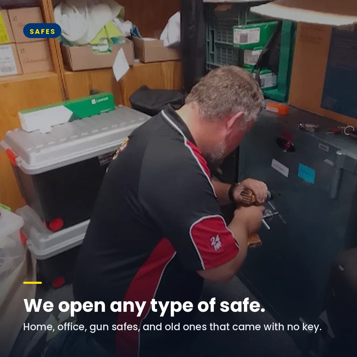 An AAA locksmith opening a locked safe